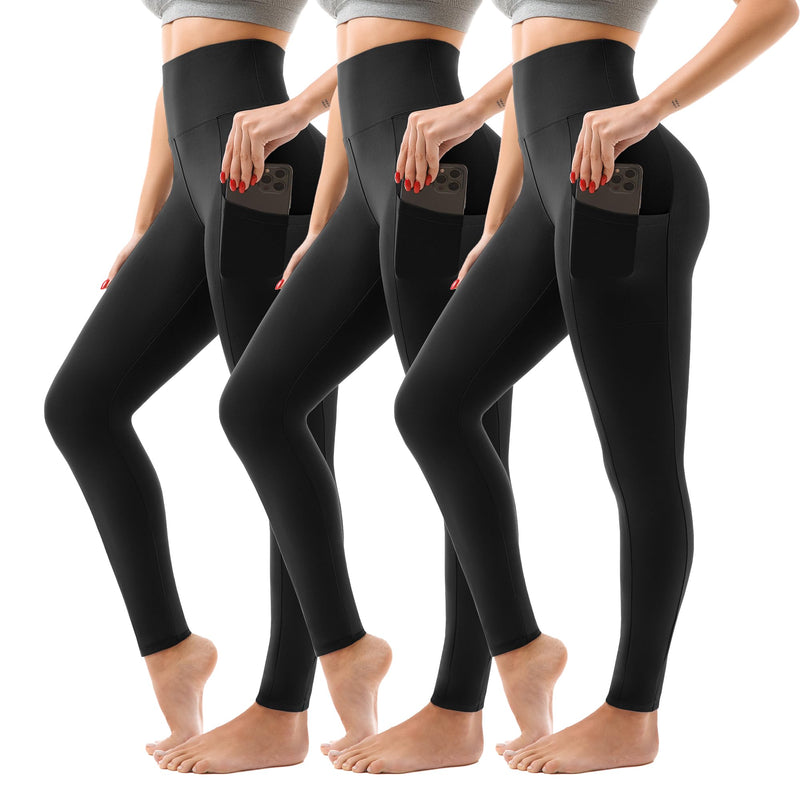 SINOPHANT 3 Pack Leggings for Women - High Waisted Buttery Soft Yoga Pants for Workout Athletic Sports