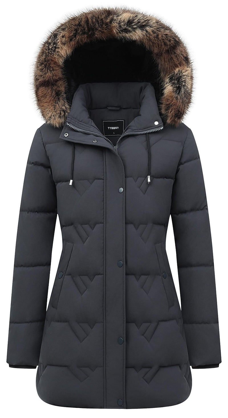 Women's Winter Coat Waterproof Long Insulated Parka with Detachable Hood-29