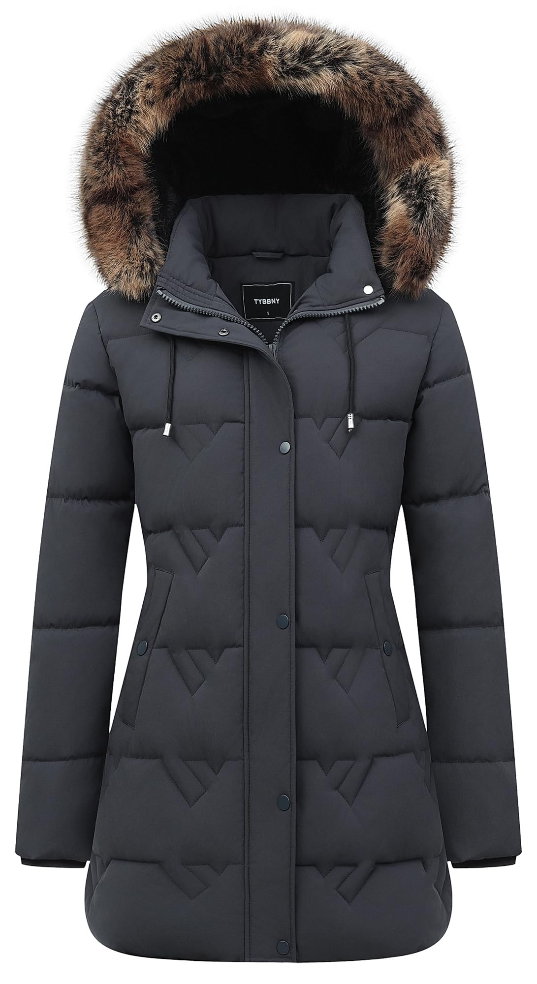 Women's Winter Coat Waterproof Long Insulated Parka with Detachable Hood