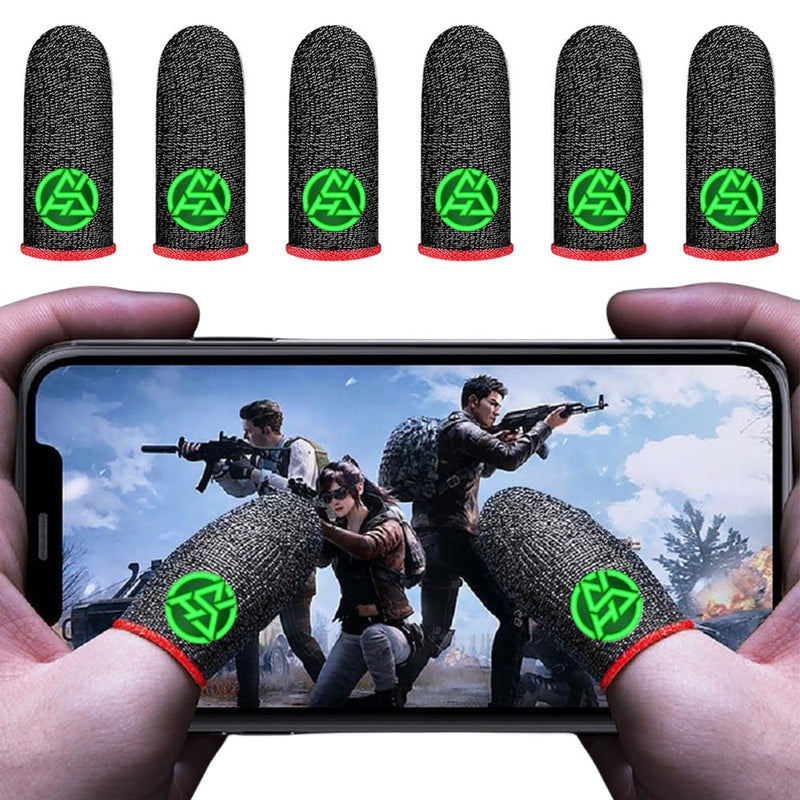Gaming Gloves for Sweaty Hands - Rakizbe High-Sensitive Anti-Sweat Breathable Seamless Touch Screen Gloves with Thumb Finger Sleeves for iPad/Mobile Game Controller