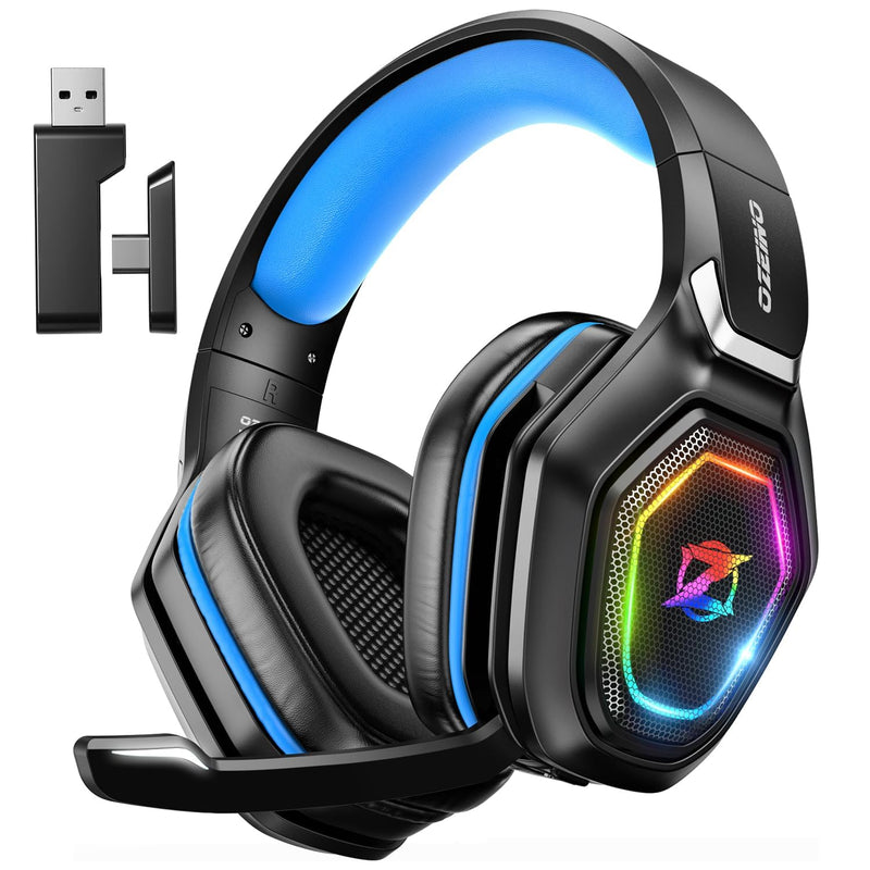 Ozeino 2.4GHz Wireless Gaming Headset for PC, Ps5, Ps4 - Lossless Audio USB & Type-C Ultra Stable Gaming Headphones with Flip Microphone, 40-Hr Battery Gamer Headset for Switch, Laptop, Mobile, Mac