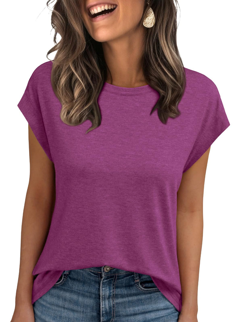 AUTOMET Women's Cap Sleeve Tops for Summer - Soft Stretchy Versatile Shirts for Office Casual Date Everyday Wear