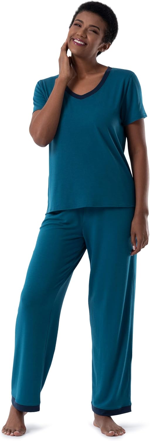 Fruit of the Loom womens Short Sleeve Tee and Pant 2 Piece Sleep Set-17