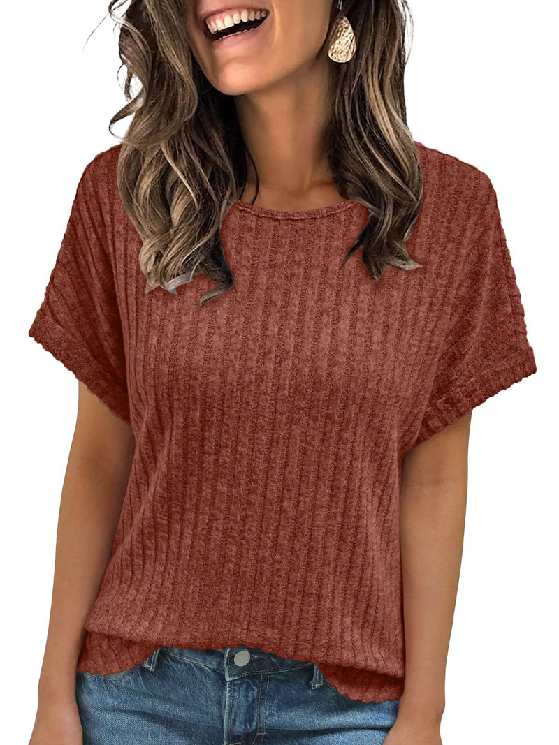 AUTOMET Women Textured Shirts Fall Sweaters Loose Fit Short Sleeve Tunic Tops 2025 Dressy Casual Business Blouses-62