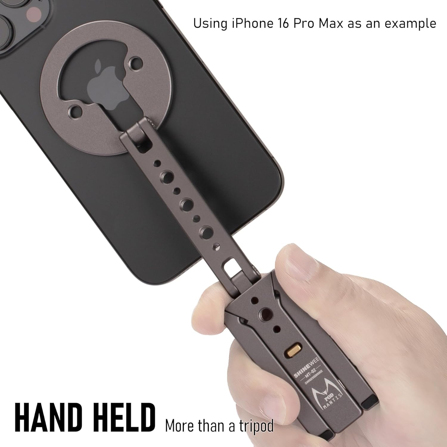 Ultra-Compact Magnetic Tripod for iPhone | Foldable Hook Design, 20 N52 Magnets, Cold Shoe & 1/4" Screw - Phone Stand for iPhone 12-17 & MagSafe Devices