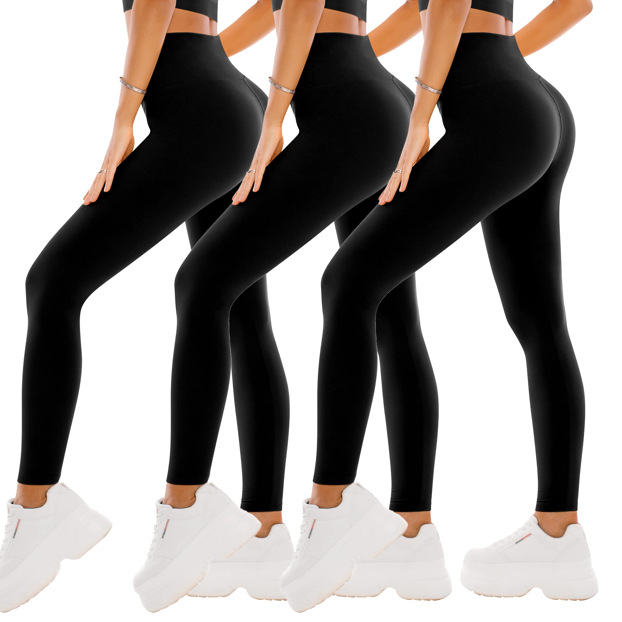 SINOPHANT 3 Pack Leggings for Women - High Waisted Buttery Soft Yoga Pants for Workout Athletic Sports