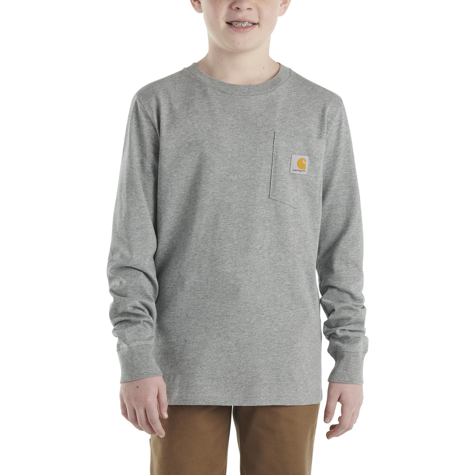 Carhartt Boys' Long-Sleeve Logo Sleeve Pocket T-Shirt