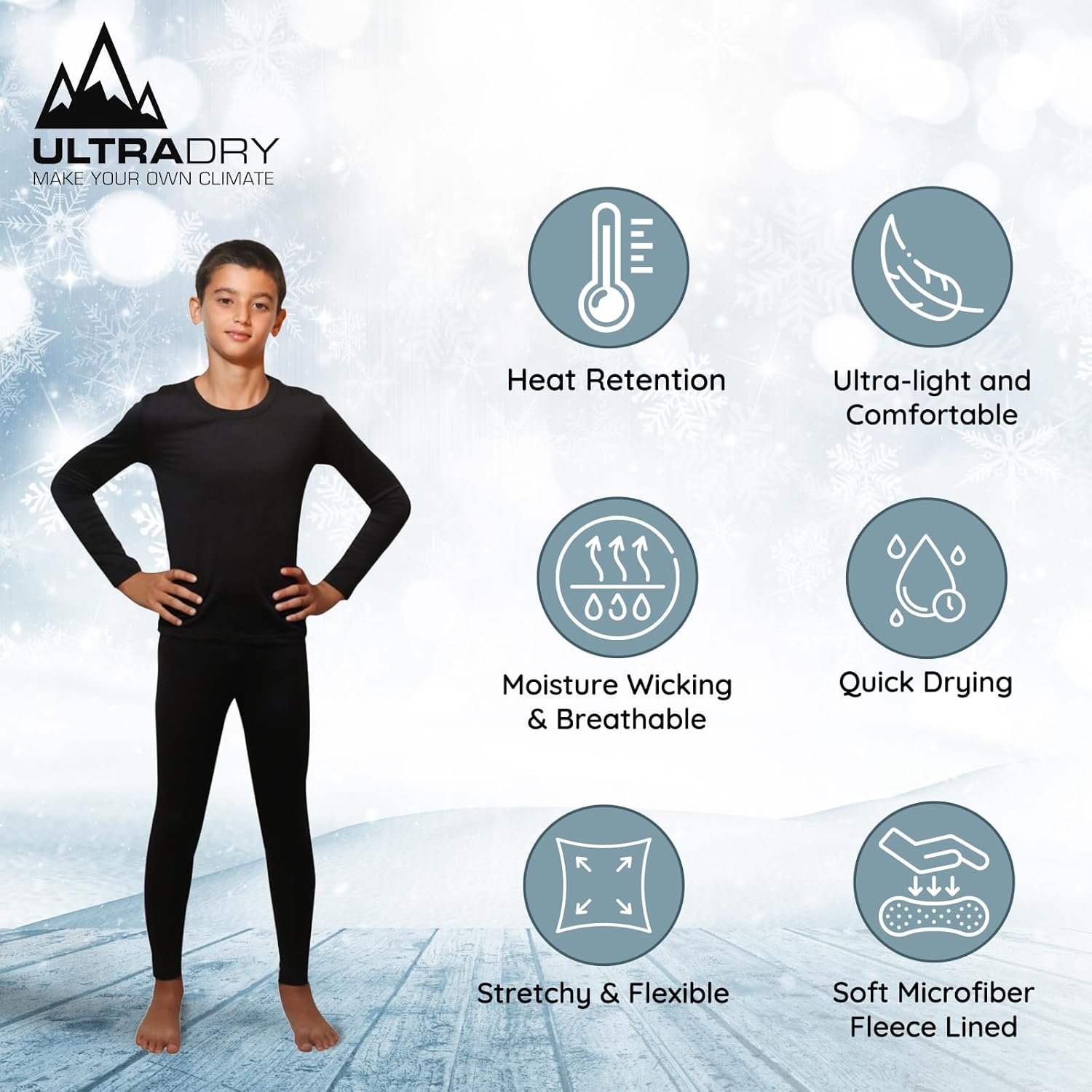 Ultra Dry Thermal Underwear For Kids Long Johns Fleece Lined Leggings And Shirt Boy And Girl Unisex Underwear Base Layer