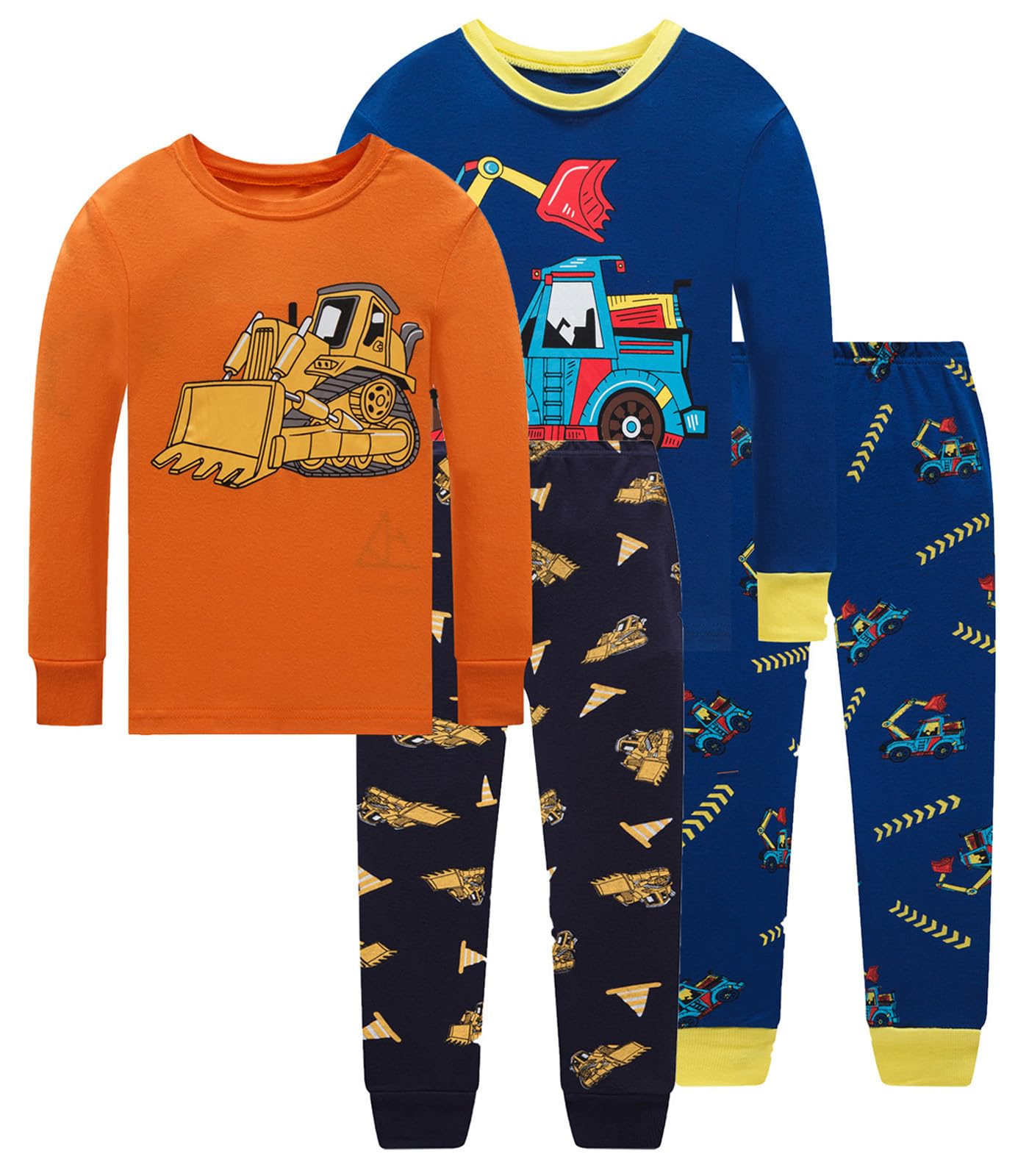 Little bety 4 Pieces Boys Pajamas Toddler Boys Long Sleeve Cotton Pjs Kids Sleepwear Sets 24Months-12Years