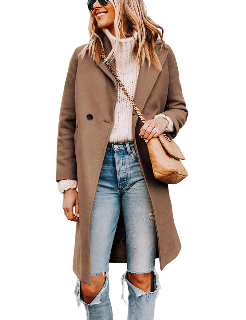 Tanming Women's Wool Pea Coats Long Trench Coats Jackets