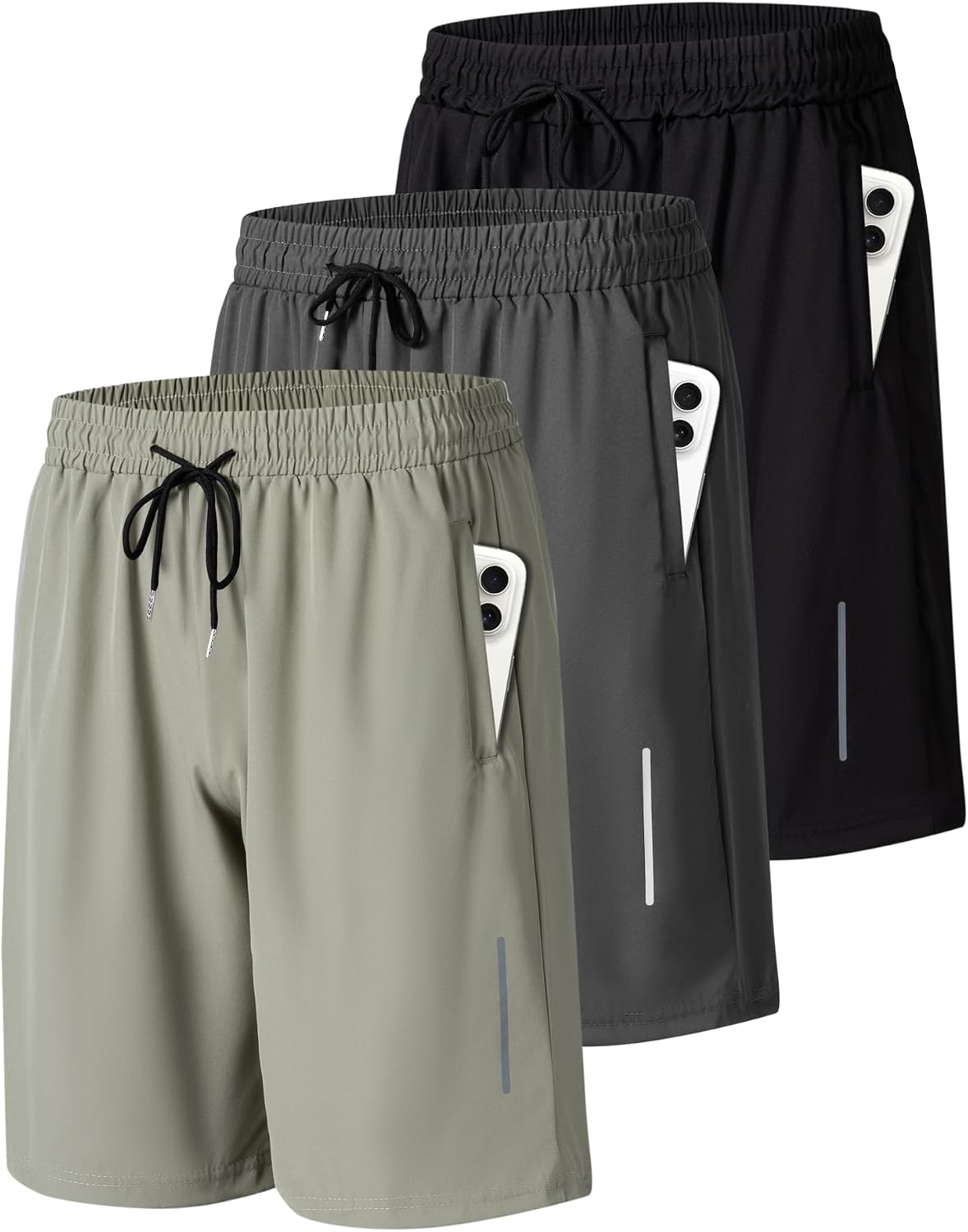 JWJ Mens Athletic Gym Workout Shorts Lightweight Quick Dry Running Basketball Shorts with Zipper Pockets