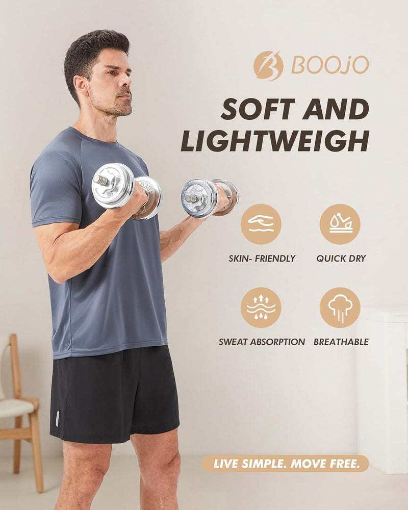 Workout Mens Shirts - Casual Black Quick Dry Moisture Wicking T-Shirts Crew Neck Short Sleeve for Gym Athletic Running