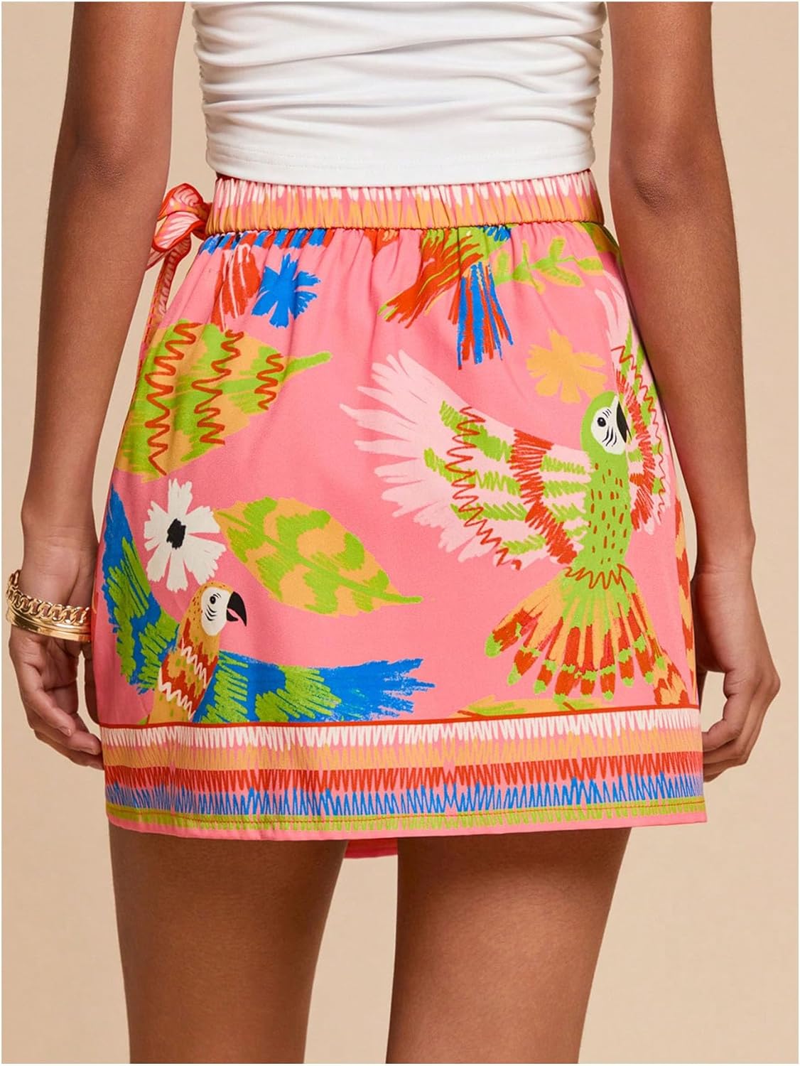 MAKEMECHIC Women's Summer Boho Wrap Mini Skirt Beach Vacation Short Skirts