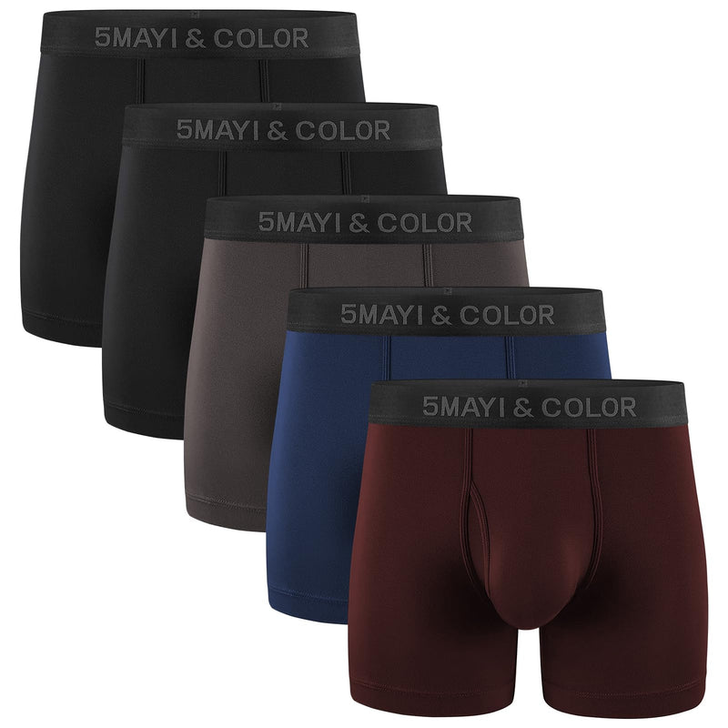 5Mayi Men's Underwear Boxer Briefs Cotton Regular Long Mens Boxer Briefs Underwear Men Pack S M L XL XXL-64