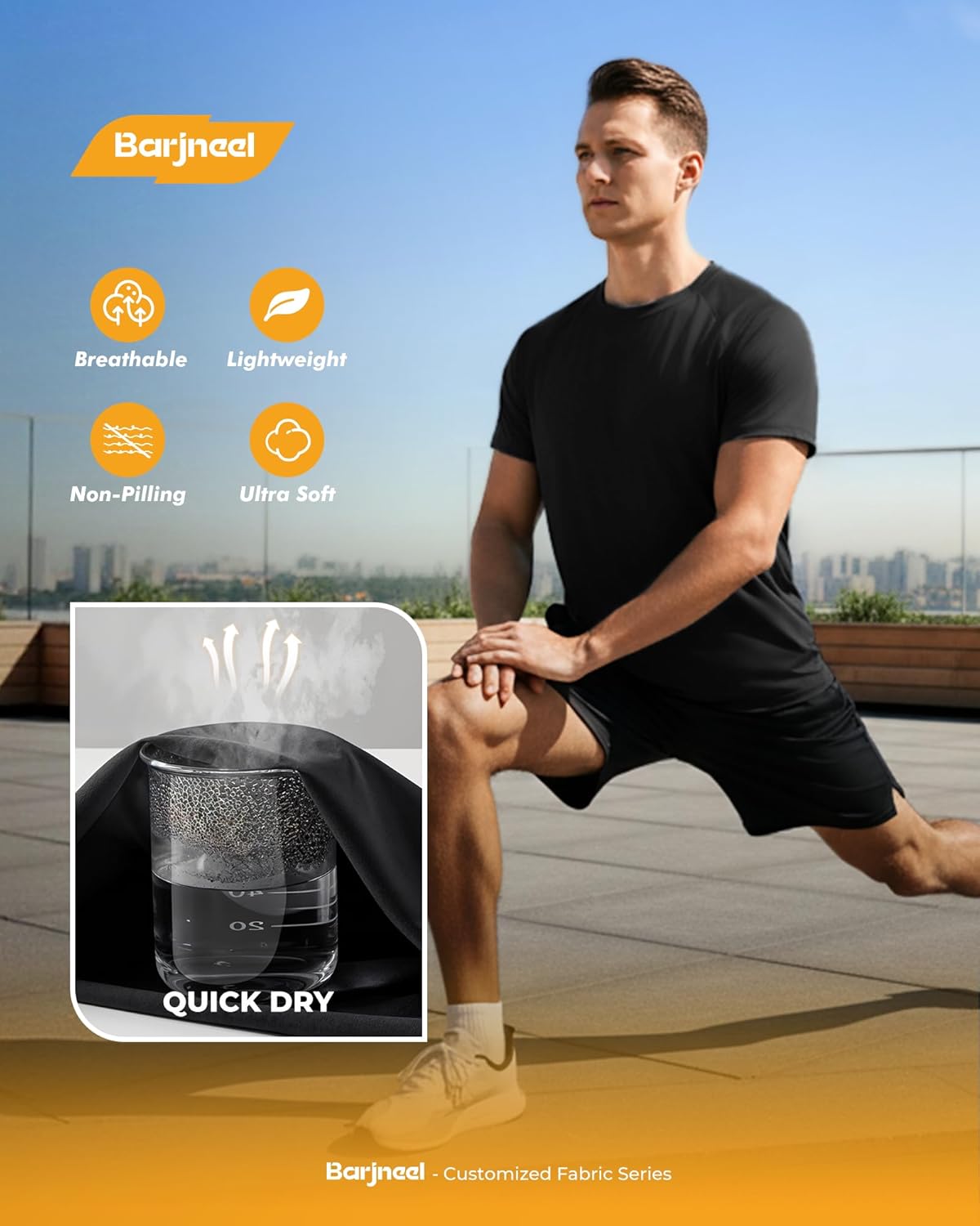 2 Pack Workout Shirts for Men - Black Casual Quick Dry Moisture Wicking Men's T-Shirts for Gym Running Athletic