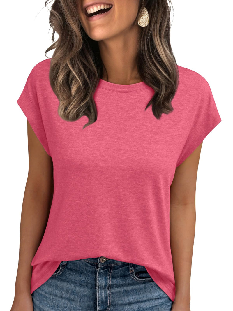 AUTOMET Women's Cap Sleeve Tops for Summer - Soft Stretchy Versatile Shirts for Office Casual Date Everyday Wear