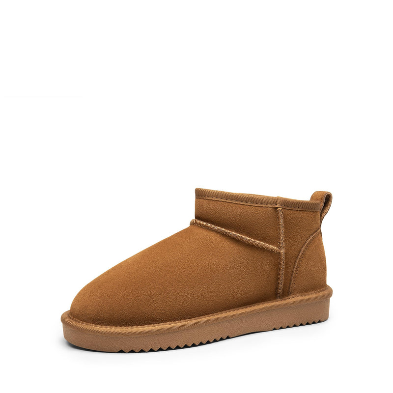 DREAM PAIRS Ankle Winter Mini Boots for Women Genuine Suede Faux Fur Lining Water Resistant Warm Snow Boots Slip On Memory Foam Comfort Booties FuzzyClassic-16