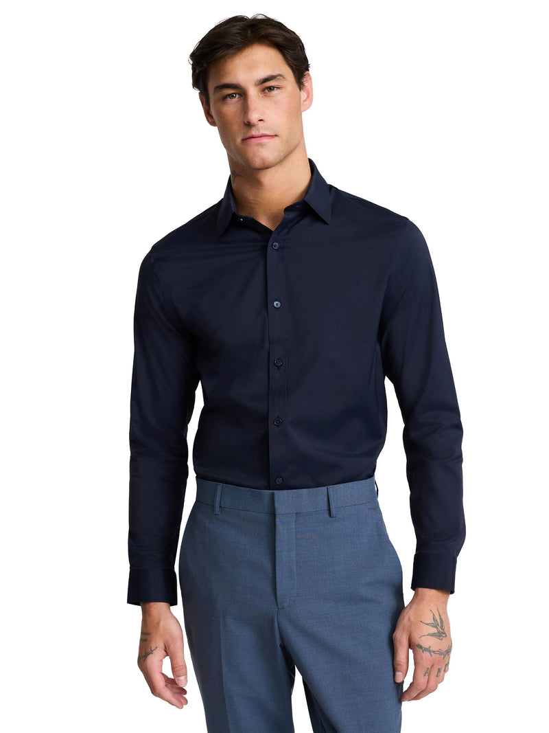 EXPRESS Men’s Everyday Performance Dress Shirt – Slim Fit Stretch Solid Button-Up, Moisture-Wicking, Wrinkle Resistant