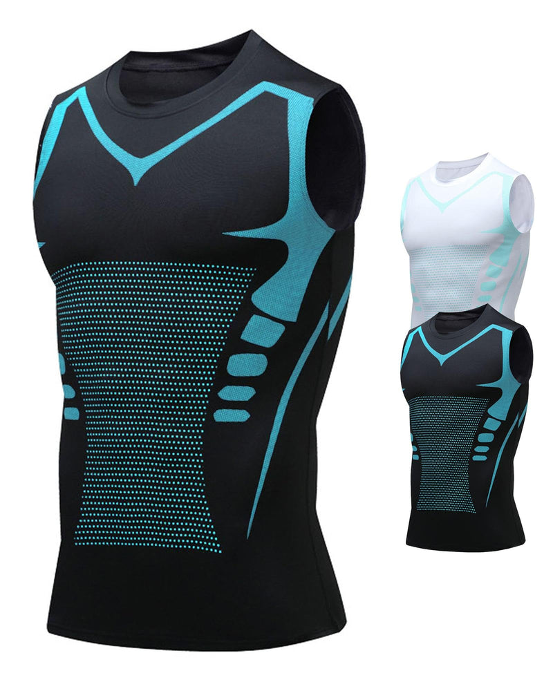 Compression Shirt Men Slimming Body Shaper Vest Crewneck Workout Shirts Tummy Control Undershirts-13