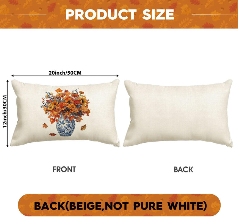 AVOIN colorlife Fall Flowers Bird Vase Throw Pillow Cover 12x20 Inch