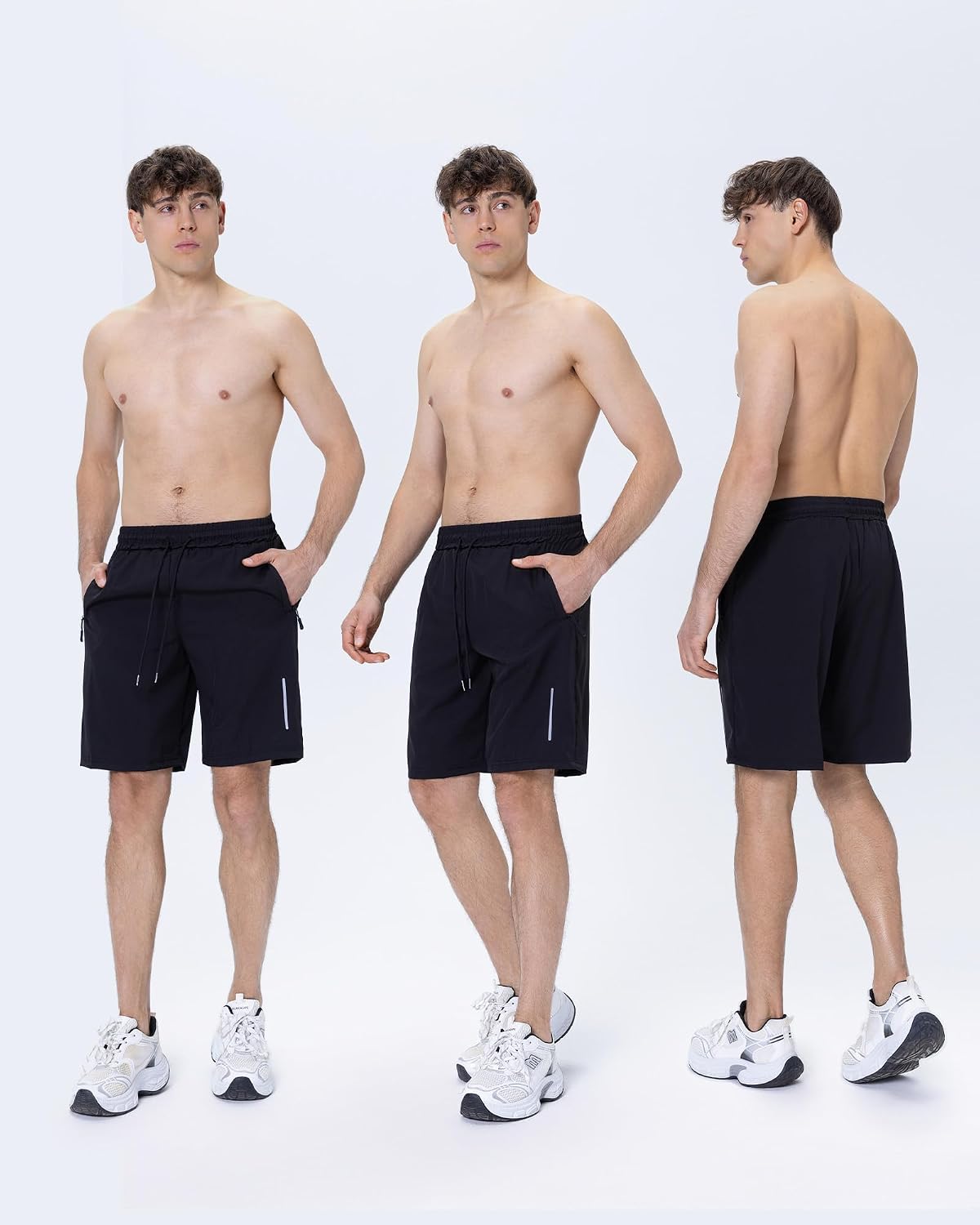 JWJ Mens Athletic Gym Workout Shorts Lightweight Quick Dry Running Basketball Shorts with Zipper Pockets