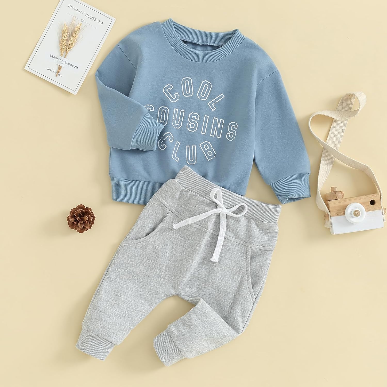 Toddler Boys Fall Outfits Cute Cousin Crew Neck Shirt Long Sleeve Baby Sweatshirts Long Pants Baby Winter Clothes