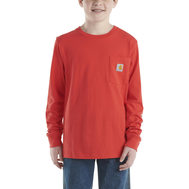 Carhartt Boys' Long-Sleeve Logo Sleeve Pocket T-Shirt