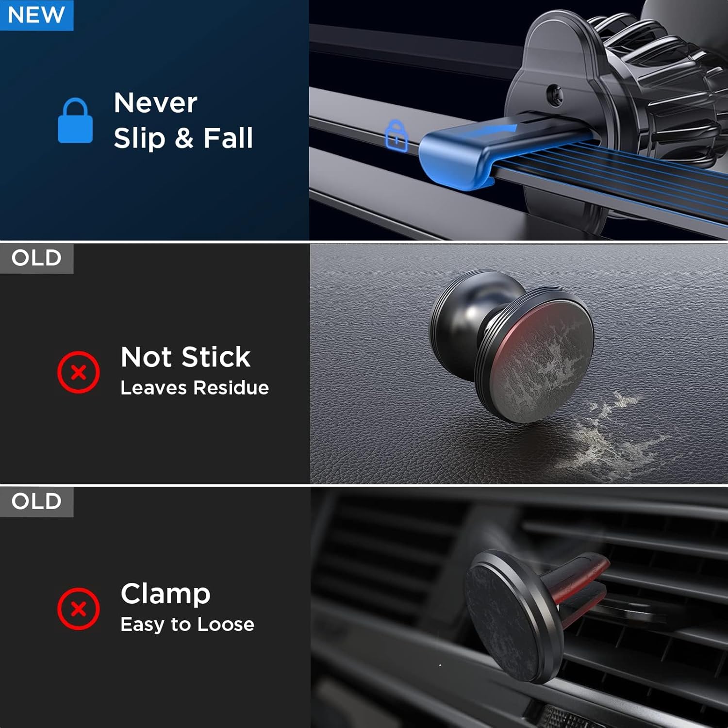 LISEN Magnetic Phone Holder for Car, Car Phone Holder Magnetic with Upgraded Clip & Ultra 6 Strong Magnets, Magnetic Car Phone Mount Magnet for Car Automobile Cradles, Soporte de Telefono para carro