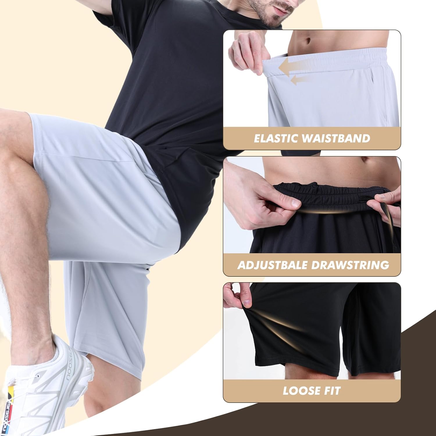 7 Pack Mens Athletic Shorts - Gym Basketball Running Workout Quick Dry Black Shorts with Pockets for Casual Performance