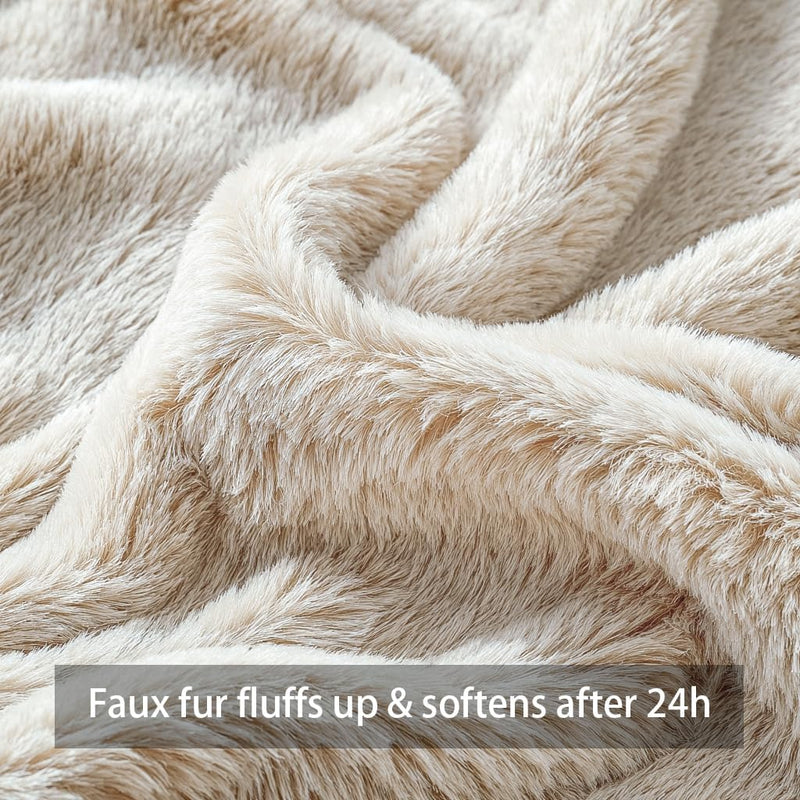 4TH Emotion Fall Pumpkins Leaves Decorative Pillow Covers 18"x18" Set of 2, Beige Soft Plush Faux Fur Throw Cushion Cases for Autumn Thanksgiving Holiday Home Decorations