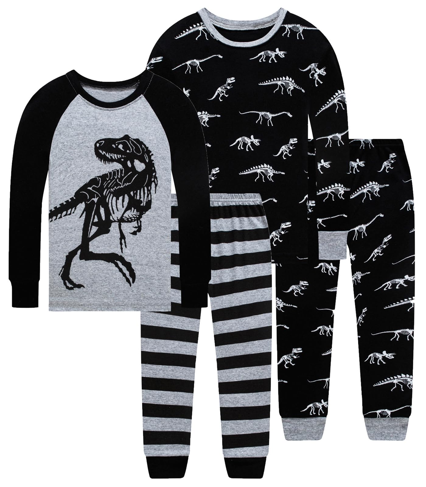Little bety 4 Pieces Boys Pajamas Toddler Boys Long Sleeve Cotton Pjs Kids Sleepwear Sets 24Months-12Years