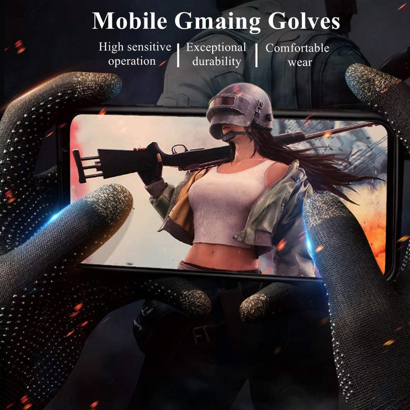Gaming Gloves for Sweaty Hands - Rakizbe High-Sensitive Anti-Sweat Breathable Seamless Touch Screen Gloves with Thumb Finger Sleeves for iPad/Mobile Game Controller