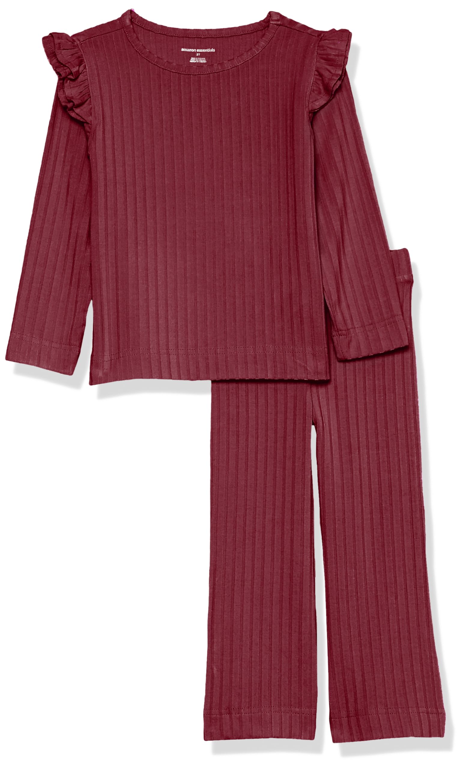 Amazon Essentials Girls and Toddlers' Wide-Rib Outfit Set, Pack of 2