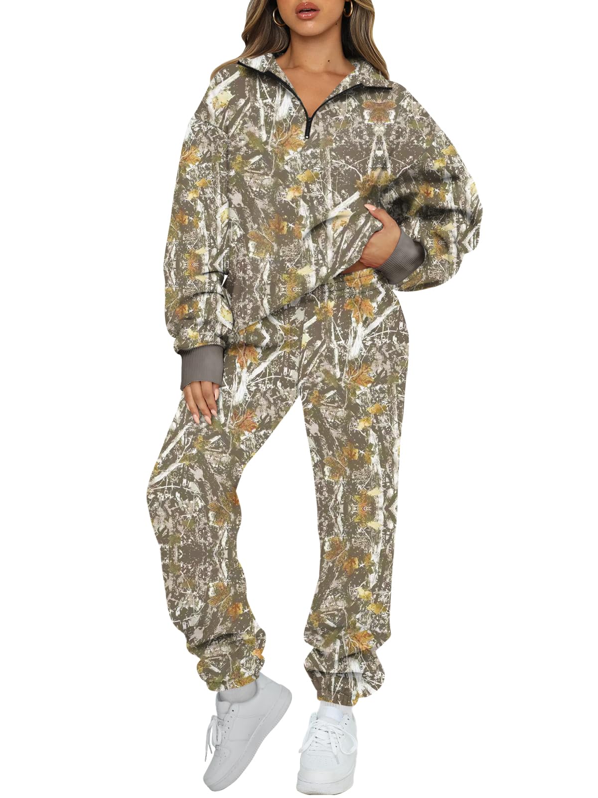 AUTOMET Women's Sweatsuits 2 Piece Outfits Lounge Sets Long Sleeve Half Zip Pullover and Baggy Sweatpants with Pockets-28