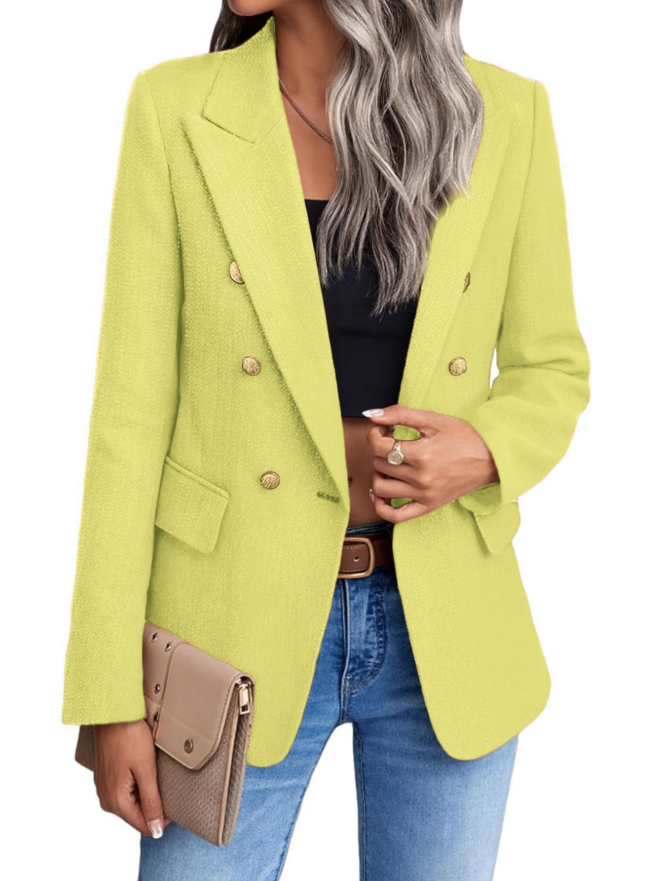 Mina Self 2026 Winter Women's Tweed Wool Blazer Jacket - Plaid Warm Fully Lined Fashion Business Casual Elegant Coat Pockets-64