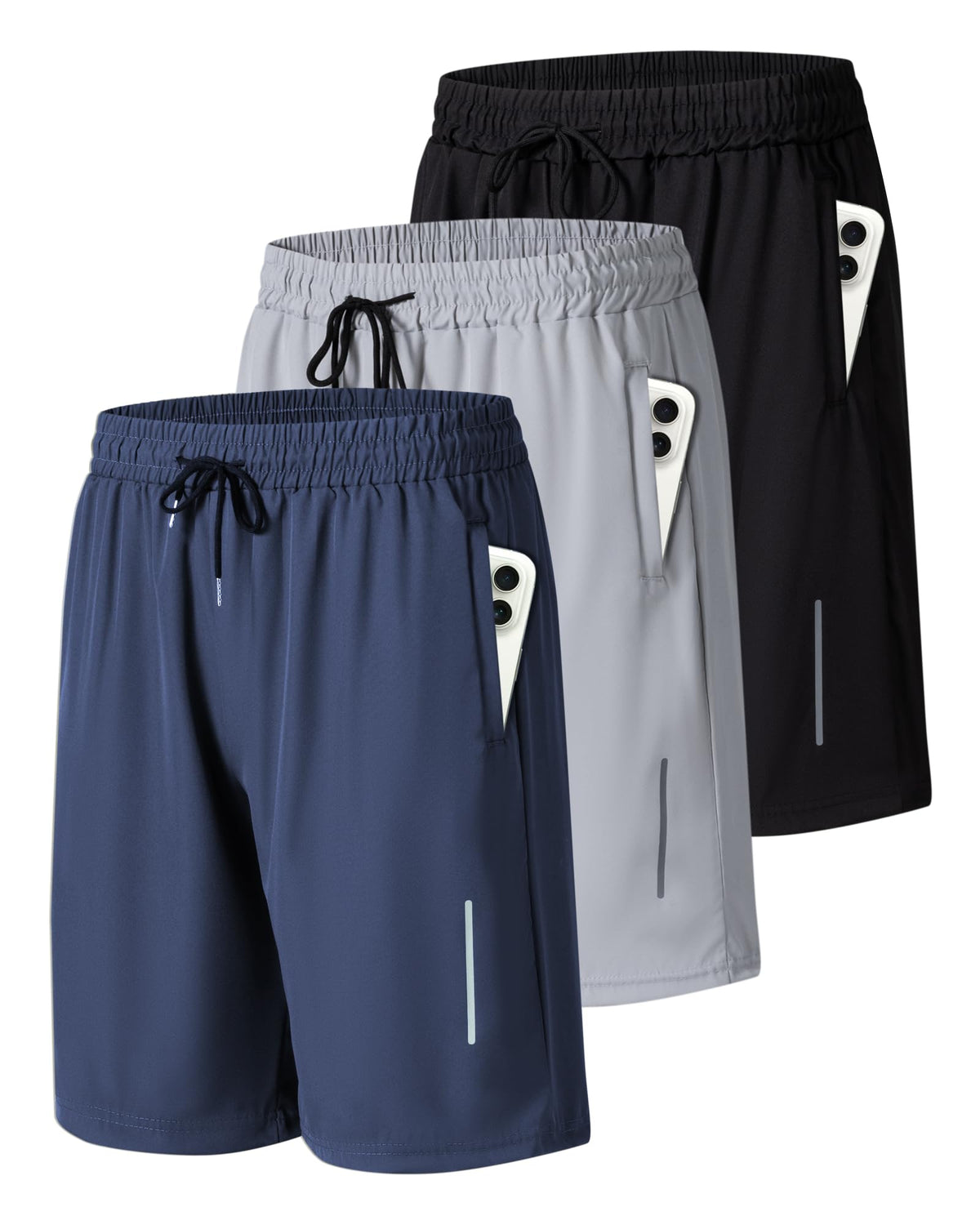 JWJ Mens Athletic Gym Workout Shorts Lightweight Quick Dry Running Basketball Shorts with Zipper Pockets