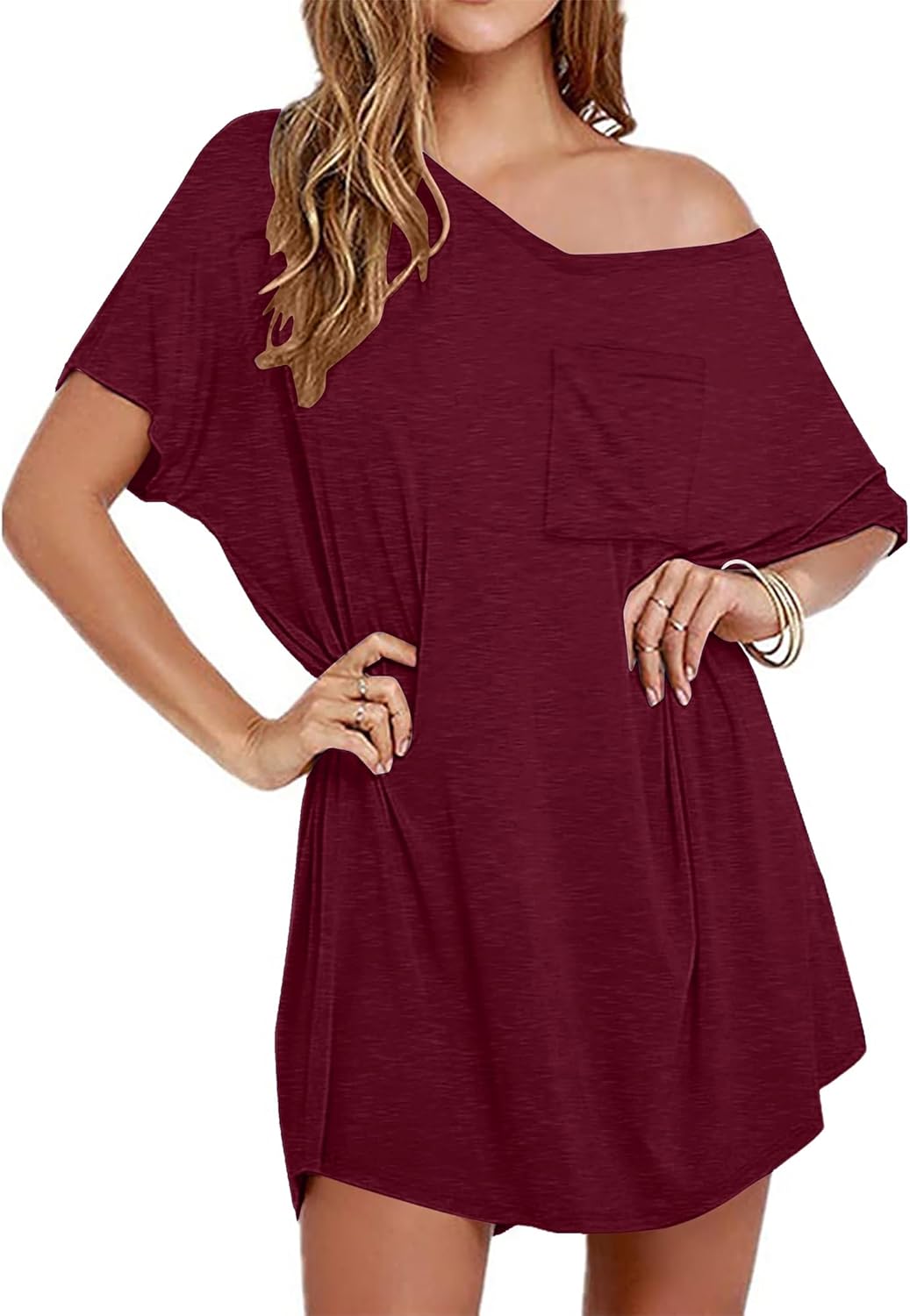 Ekouaer Womens Tshirt Nightgown Cotton V Neck Sleepshirts Comfy Casual Nightshirt for Women-12