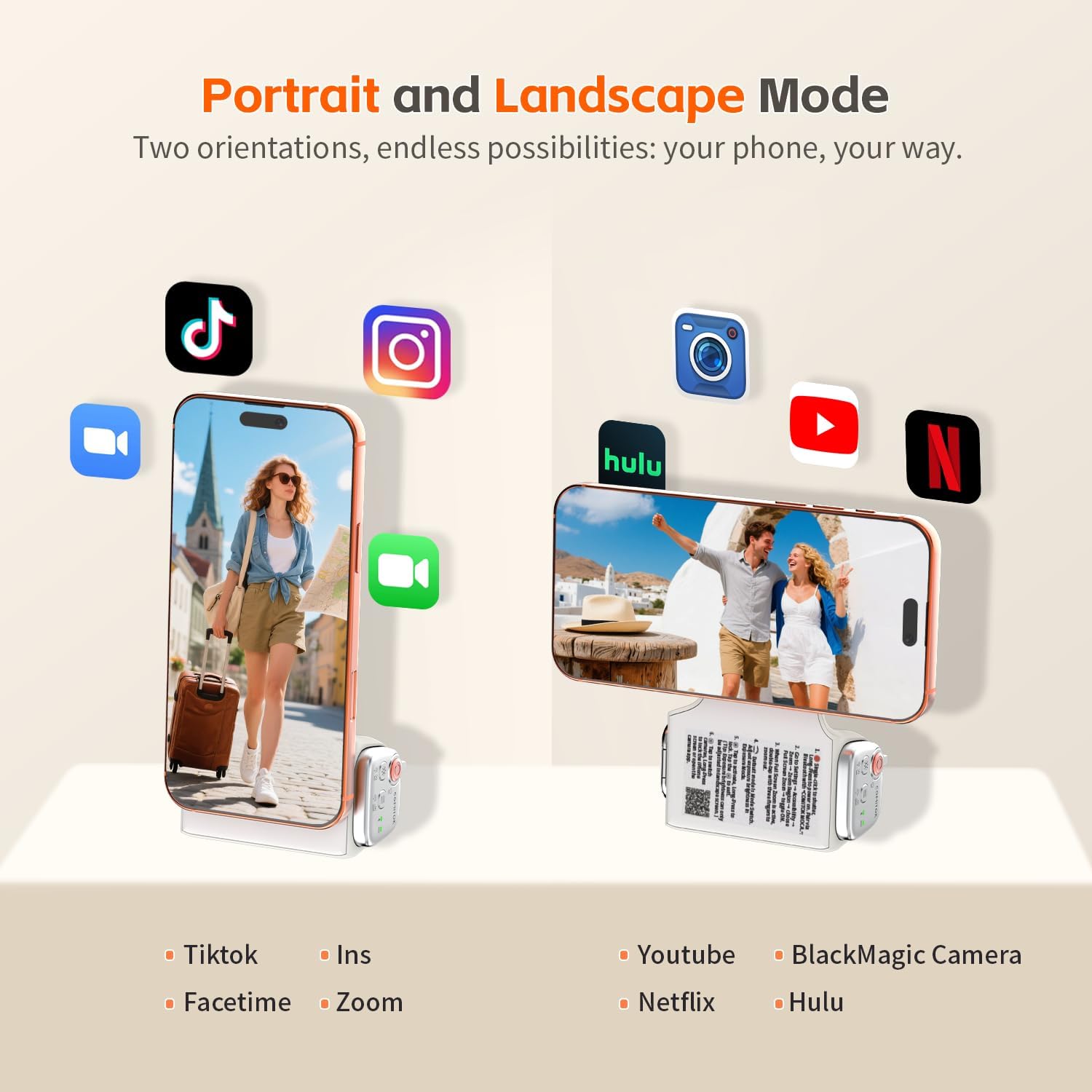 COMITOK MOCA - iPhone Camera Grip - for Native Camera Control with Removable Remote & Built-in Keychain, Magnetic Phone Camera Grip No Need App Support iOS26/17/18, Fun Shot Magnetic Grip with 1/4 Nut