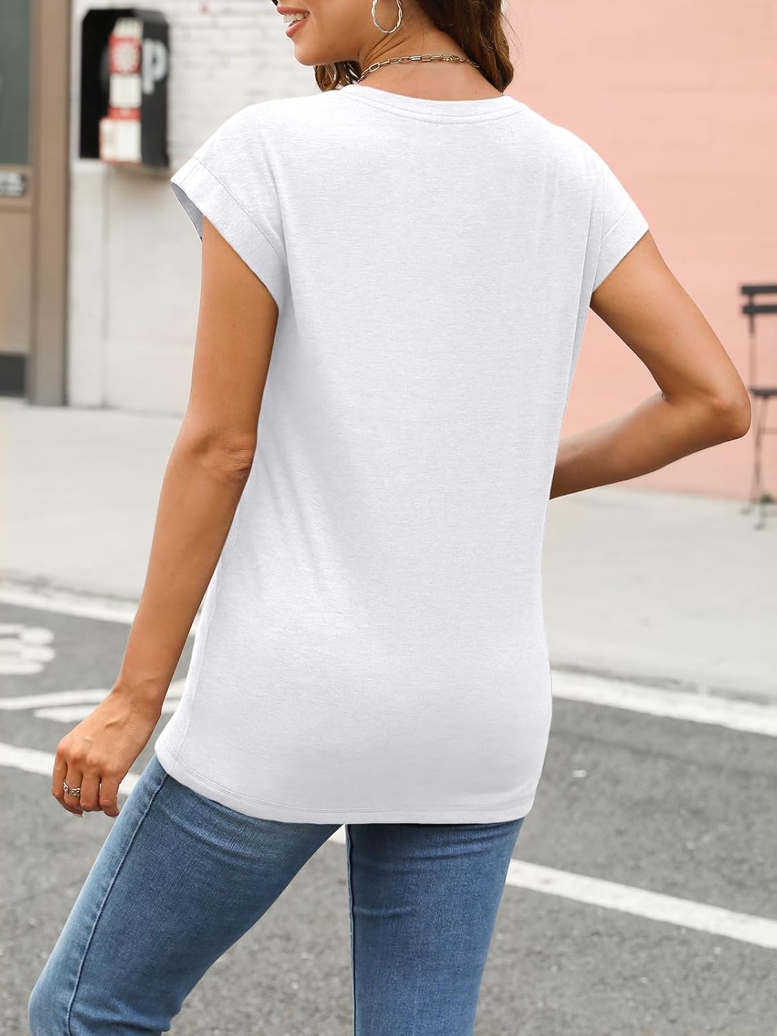 AUTOMET Women's Cap Sleeve Tops for Summer - Soft Stretchy Versatile Shirts for Office Casual Date Everyday Wear