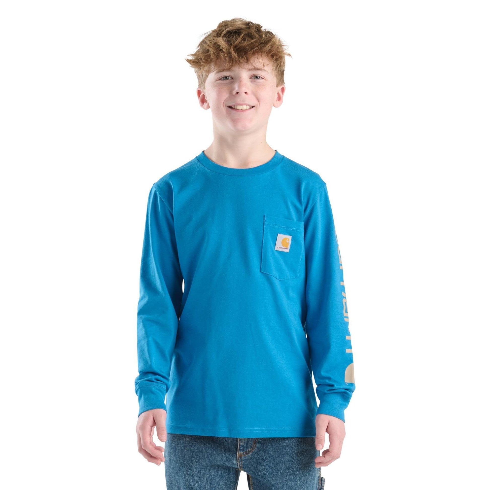 Carhartt Boys' Long-Sleeve Logo Sleeve Pocket T-Shirt