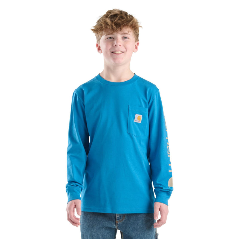 Carhartt Boys' Long-Sleeve Logo Sleeve Pocket T-Shirt
