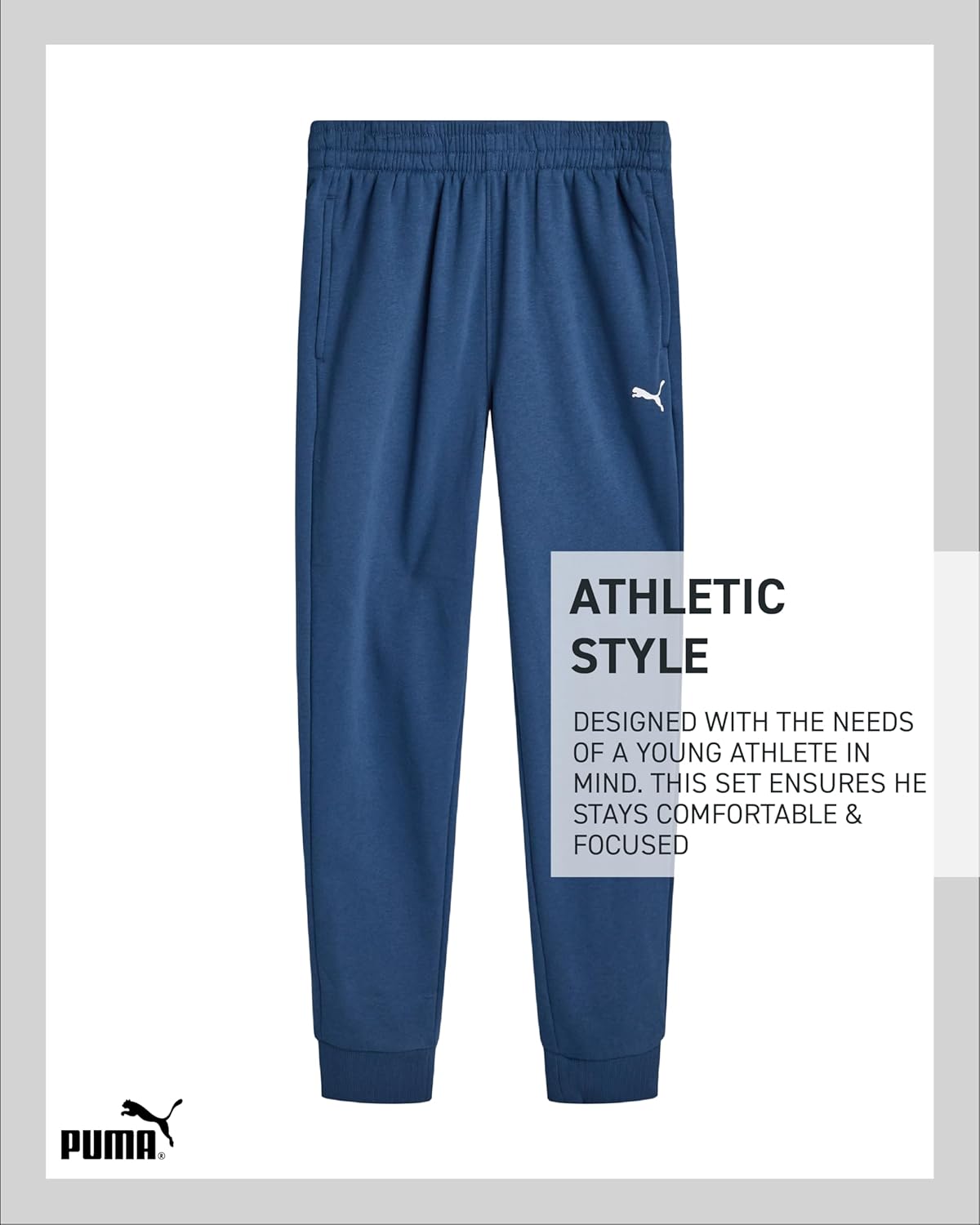 PUMA Boys Sweatpants Set - 2 Piece Soft Fleece Crewneck Pullover Boys Sweatshirts and Jogger Pants Kids Activewear Set (8-16)