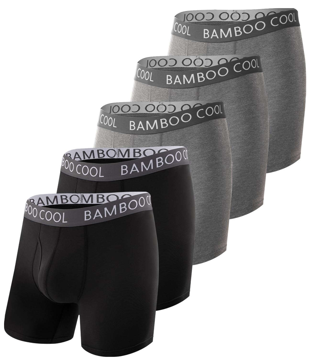 BAMBOO COOL Men's Ultra ComfortSoft Underwear, Moisture Wicking & Breathable No Ride Up Boxer Briefs with Fly, Multipack-44