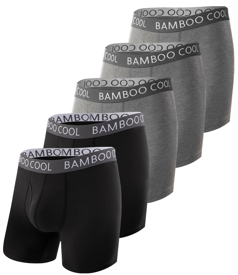 BAMBOO COOL Men's Ultra ComfortSoft Underwear, Moisture Wicking & Breathable No Ride Up Boxer Briefs with Fly, Multipack-50