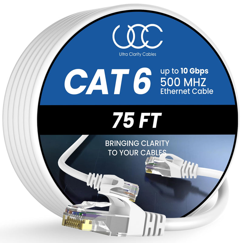 Ultra Clarity Cables Cat 6 Ethernet Cable 100 ft, Outdoor&Indoor 10Gbps Ethernet Cable, High Speed Cat6 Cable RJ45 LAN Internet Cable for Computer, Router, Modem, PS4/5, Xbox, Gaming - Black
