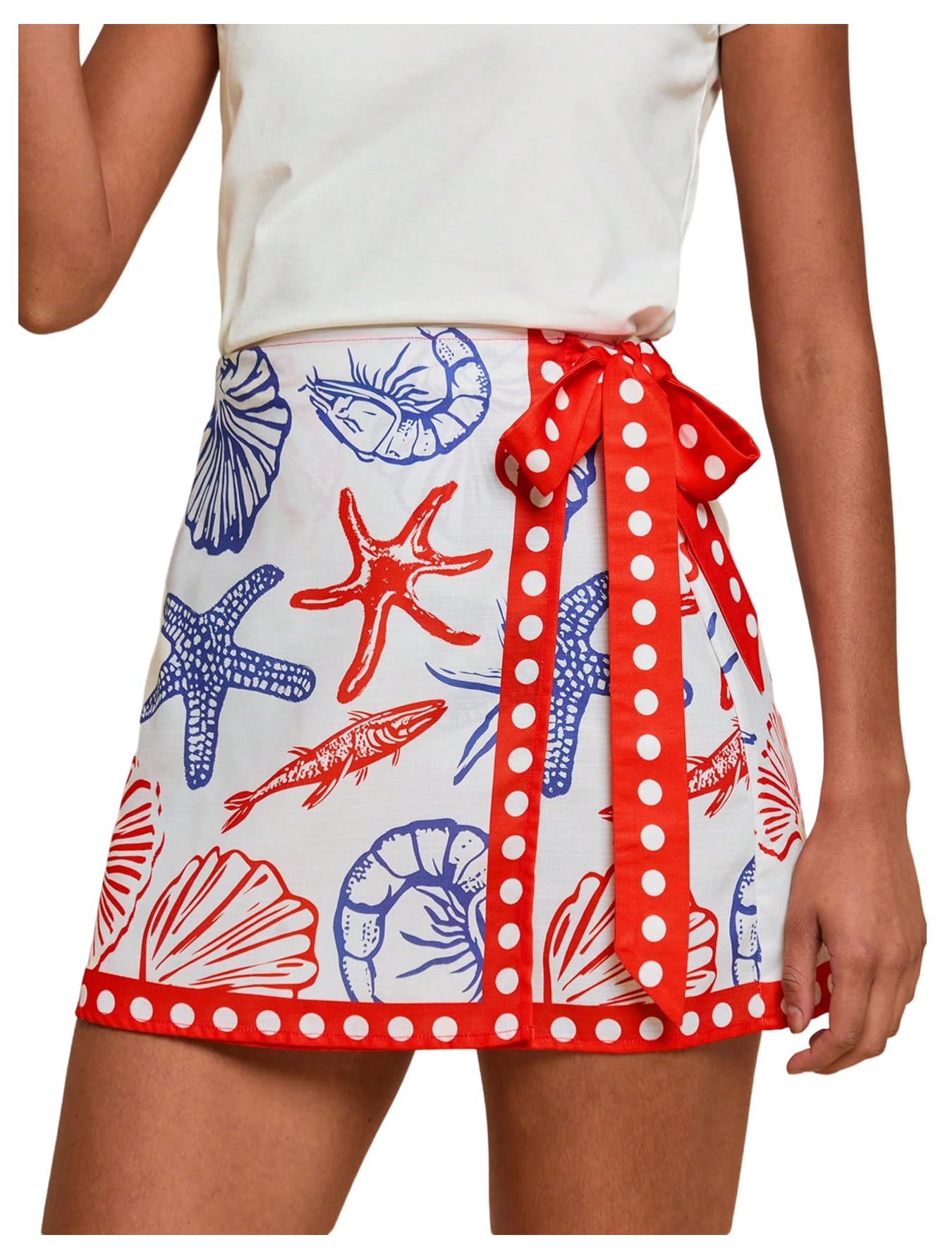 MAKEMECHIC Women's Summer Boho Wrap Mini Skirt Beach Vacation Short Skirts