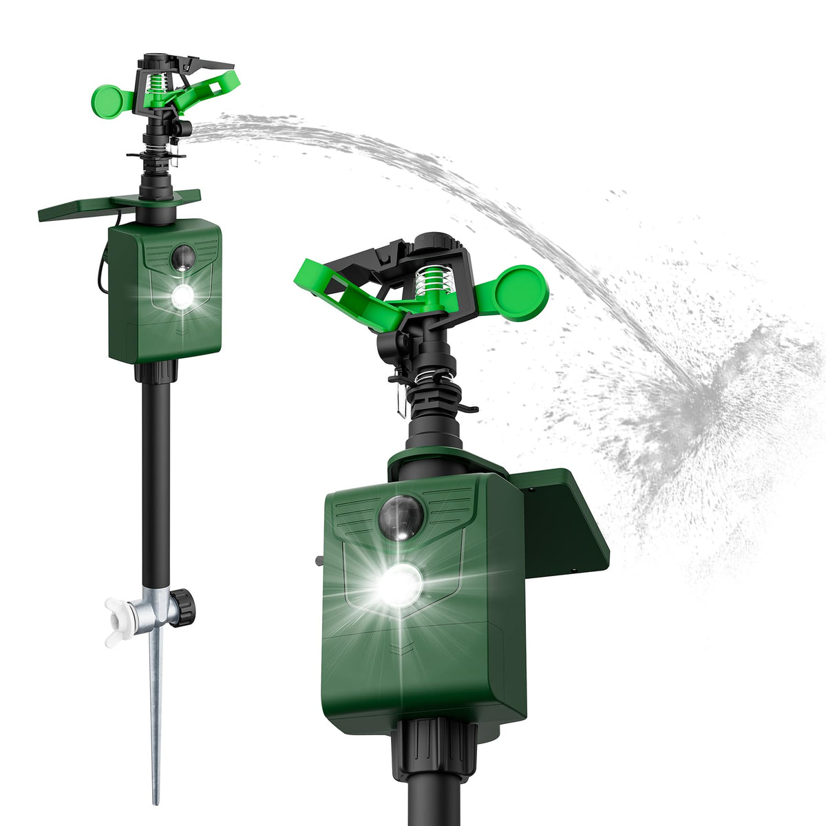Solar Motion Sensor Deer Repellent Sprinkler Animal Deterrent Repeller with Motion Activated Sprinklers 1 Pack for Animal Flashing Lights Dog Cat Squirrel for Lawn Garden Farmland