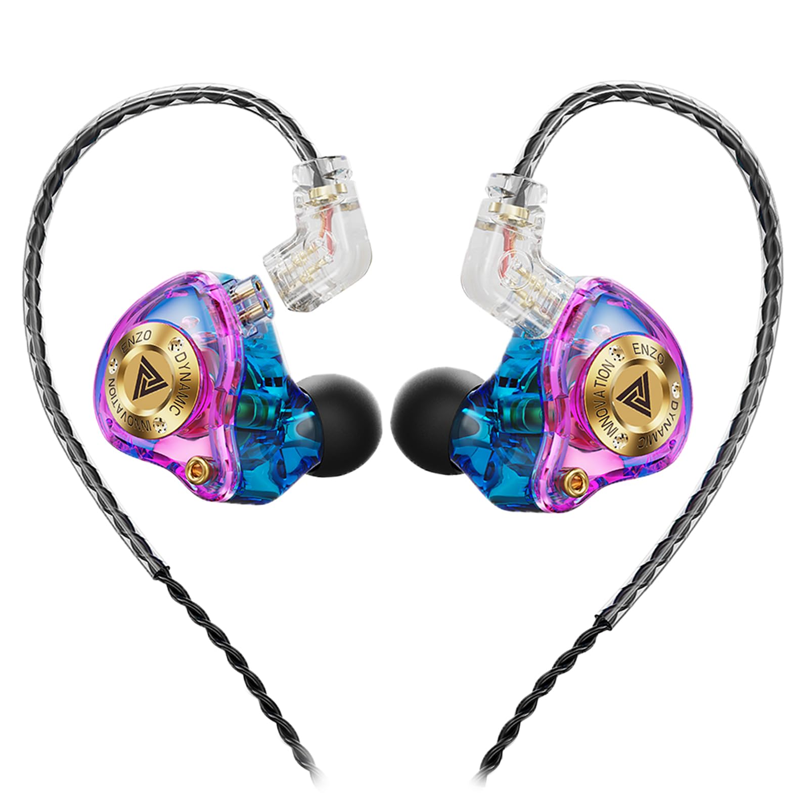 Wired Gaming Headphones IEM Earphones with 1DD，QKZ ENZO in Ear Monitor, HiFi Earbuds, Bass Sound with New 11mm Dynamic Driver for Video Music Gaming (White)