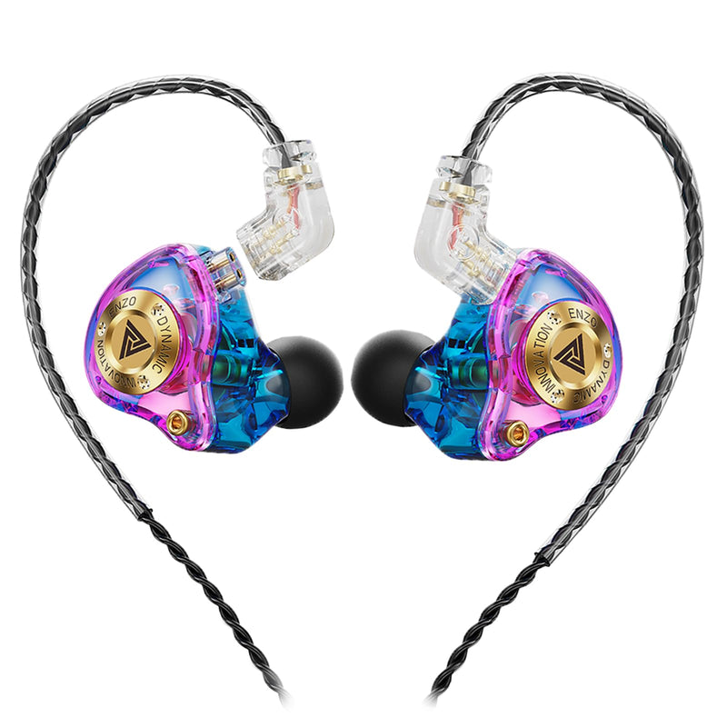 Wired Gaming Headphones IEM Earphones with 1DD，QKZ ENZO in Ear Monitor, HiFi Earbuds, Bass Sound with New 11mm Dynamic Driver for Video Music Gaming (White)
