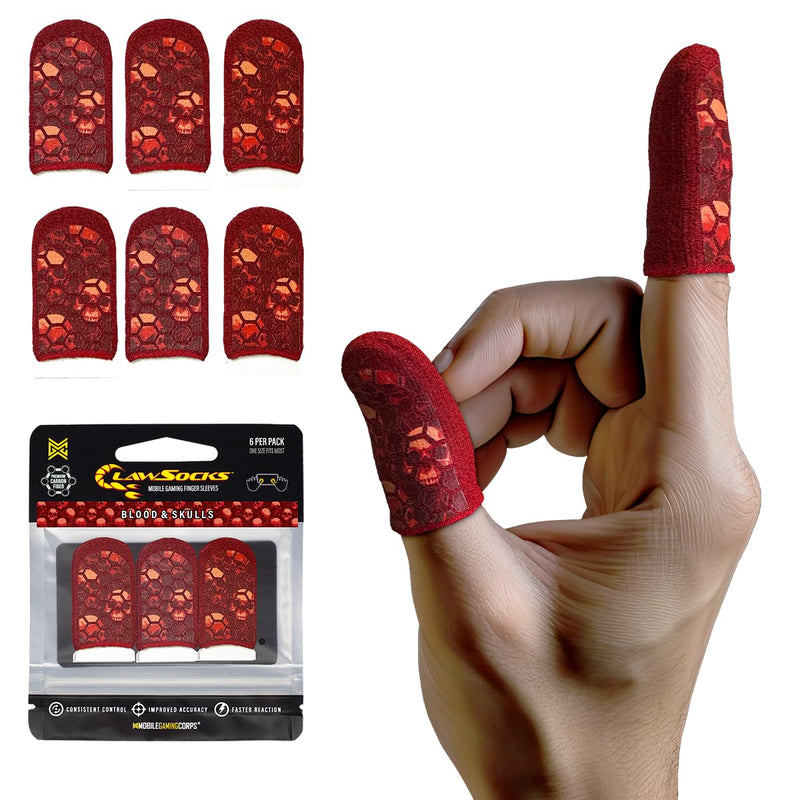 MGC ClawSocks 6 Pack Carbon, Gamer Finger & Thumb Sleeves, Mobile Gaming Stabilizer & Compression Support Black